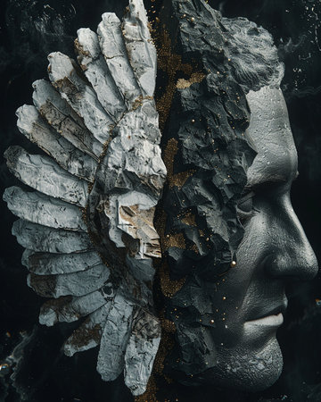 Artistic portrait of a beautiful woman with a mask on her faceの素材