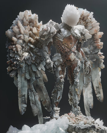 Native american indian made of wood and metal in the studioの素材