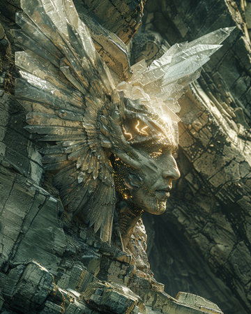 3d illustration of a fantasy alien man with a dragon head.の素材