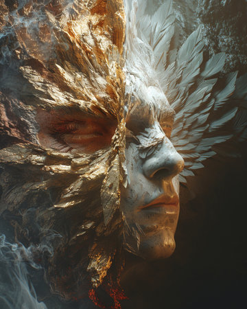 Artistic portrait of a man in a fantasy style. 3d renderingの素材