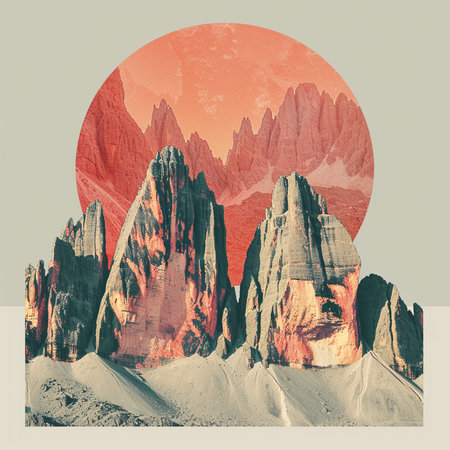 Mountains in the form of a circle. Landscape of the Dolomites.の素材