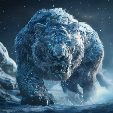 Grizzly bear in the snow. 3D rendering.の素材