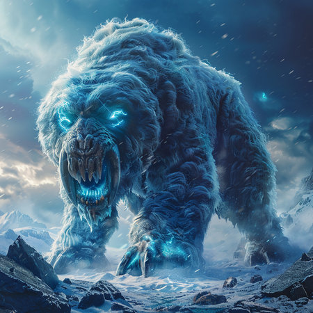 Fantasy alien creature with sharp teeth and sharp teeth. 3d renderingの素材