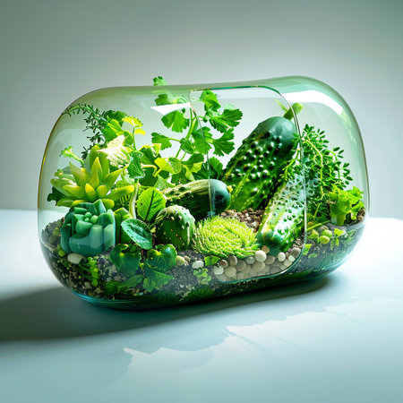 Glass florarium with succulents and cacti.の素材