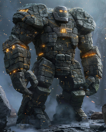 3D CG rendering of monster in ruins. 3D CG rendering.の素材