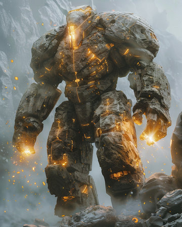 Futuristic alien in the mountains. 3d rendering. Computer digital drawing.の素材