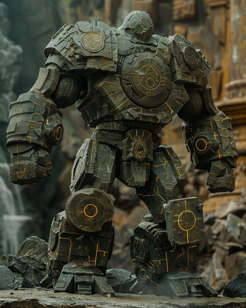 3D rendering of a robot in a fantasy world. Digital art.の素材