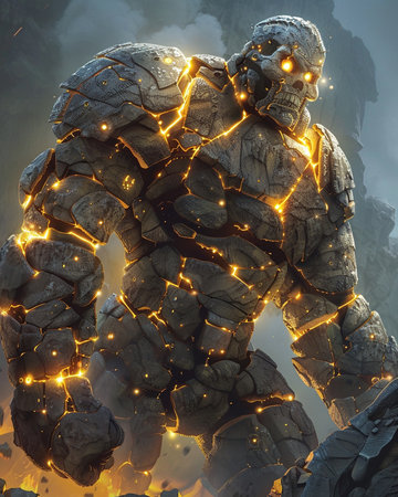 Futuristic cyborg creature with glowing wireframe, 3D renderingの素材