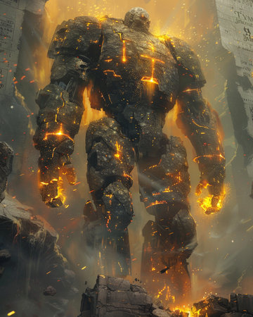 3D rendering of a soldier with fire and smoke in the backgroundの素材