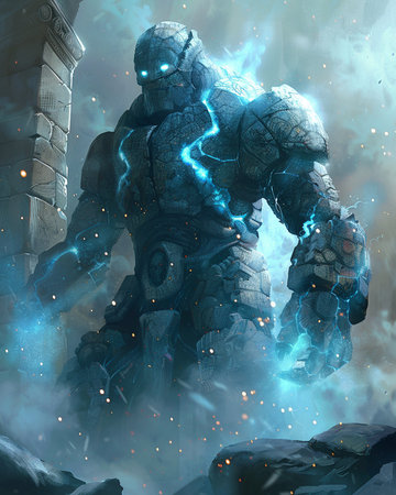 3D rendering of a cyborg warrior in an alien space sceneの素材