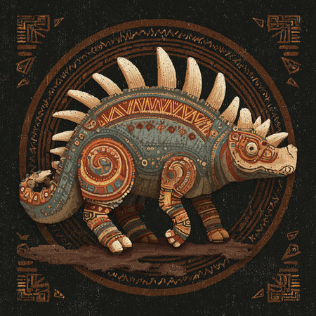 Stegosaurus Dinosaur. Vector illustration. Zodiac sign. Vintage styles.の素材