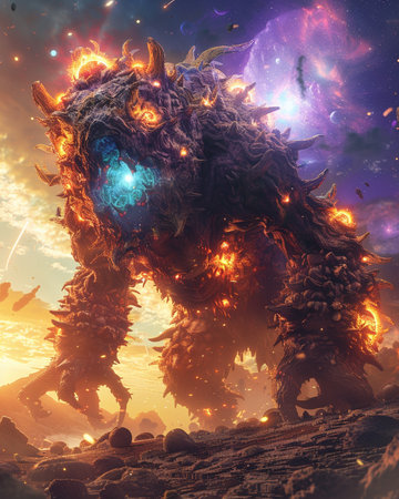 Fantasy alien creature. 3D illustrations. Elements of this image furnished by NASAの素材