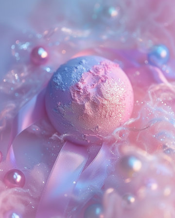 Macaroon on the background of blue and pink pearls.の素材