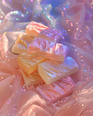 gift box on the pink satin background, shallow dofの素材