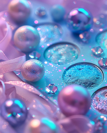 abstract background with bokeh defocused lights and pearlsの素材