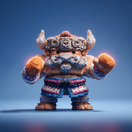 A closeup shot of a character from the pixel game Star Wars.の素材