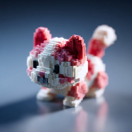 Lego elephant figurine on a blue background. Studio shot.の素材