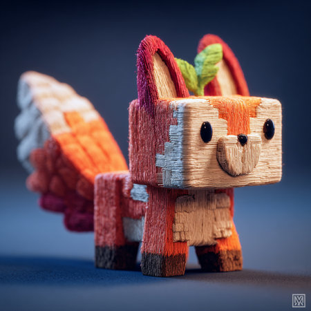 Wooden toy rabbit in the form of a bear with a green leaf.の素材