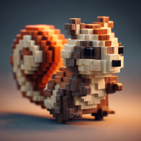 Wooden toy heart on a dark background. 3D illustrations.の素材