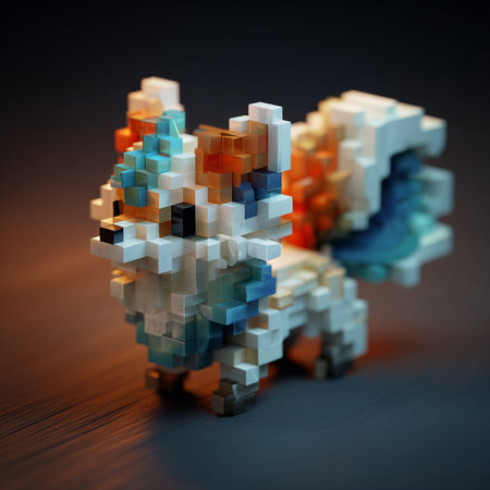 Abstract 3d rendering of the figure of a man made of cubesの素材