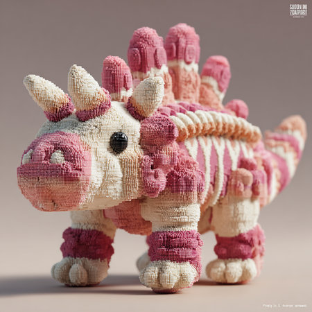 pink giraffe made of plasticine on a gray background.の素材