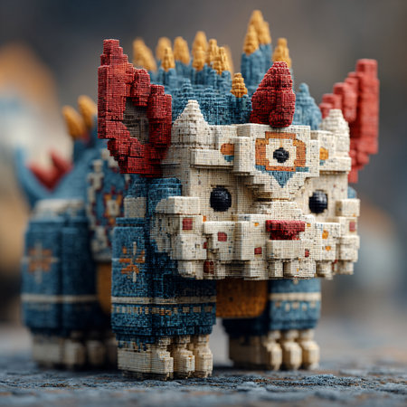 Lego minifigures on wooden background. Studio shot.の素材