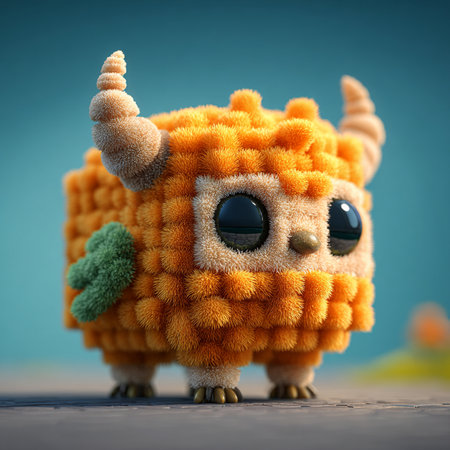 Funny monster with green eyes and big ears. 3d renderingの素材