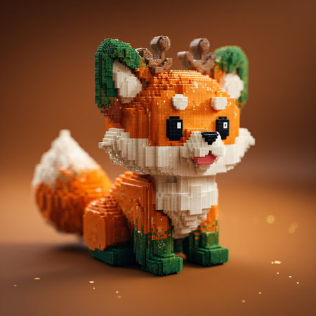 Lego fox figure made by Lego. Studio shot.の素材