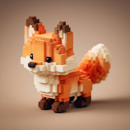 toy figure of a fox made of plasticine on a gray backgroundの素材