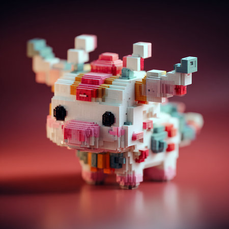 A close-up of a Lego figure. Studio shot.の素材