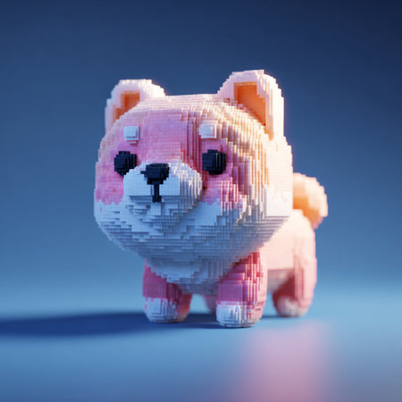 toy dog on blue background, 3d rendering, computer digital imageの素材