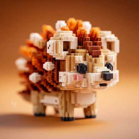 toy hedgehog on a brown background. close-up.の素材