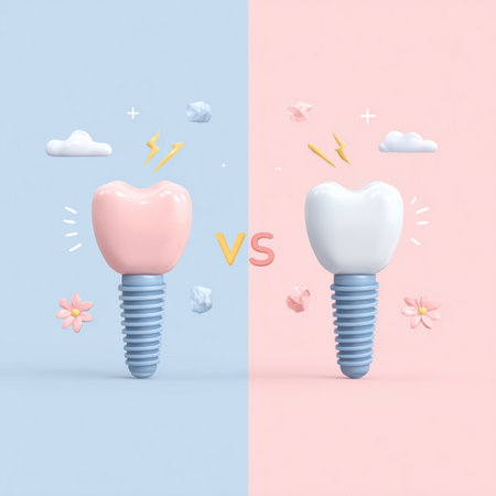dental implant on pastel blue and pink background, 3d renderingの素材