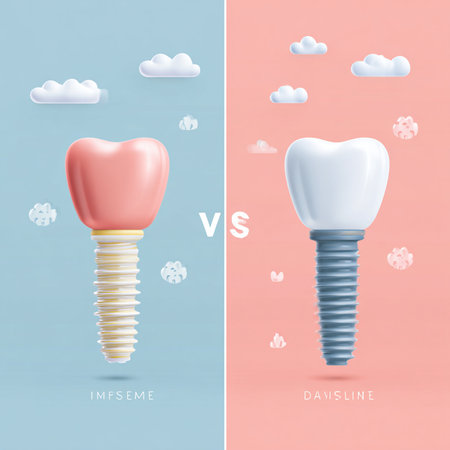 Dental implant and implant. Vector illustration of dental implant and implant.の素材