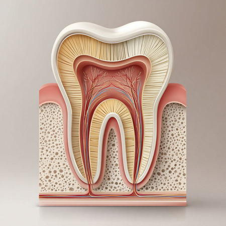 tooth with caries on gray background, 3d illustration.の素材