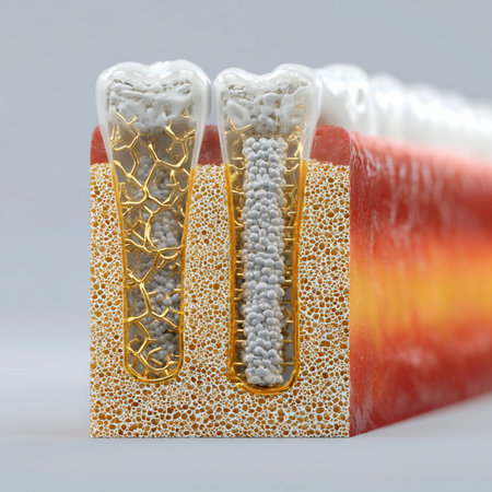 Human teeth with dental crowns and plaque. 3D illustrations.の素材