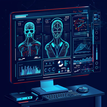 Cybernetic resonance imaging (MRI) scan. Artificial intelligence (AI),の素材