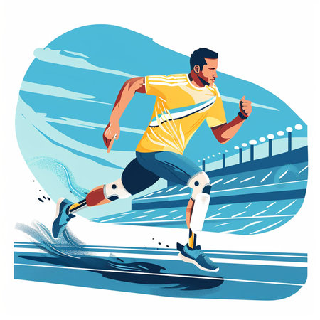 Running man. Athlete in sportswear jogging on the beach. Vector illustrationの素材