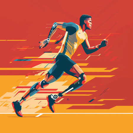 Running man. Sport vector illustration in flat style. Athlete.の素材
