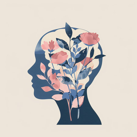 Silhouette of a female head with flowers. Vector illustration.の素材