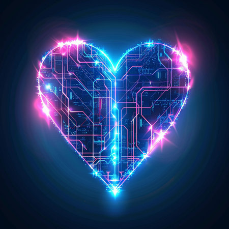 Circuit board heart. Technology background. Vector illustration. Eps 10の素材