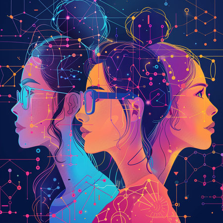 Abstract portrait of a beautiful girl with different hairstyles. Vector illustration.の素材