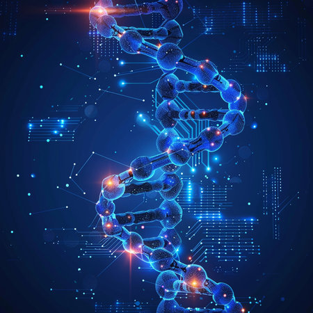 DNA molecule structure on blue background. Science and technology concept. Vector illustrationの素材