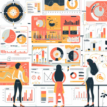 Business infographic with charts and diagrams. Vector illustration. Flat design.の素材