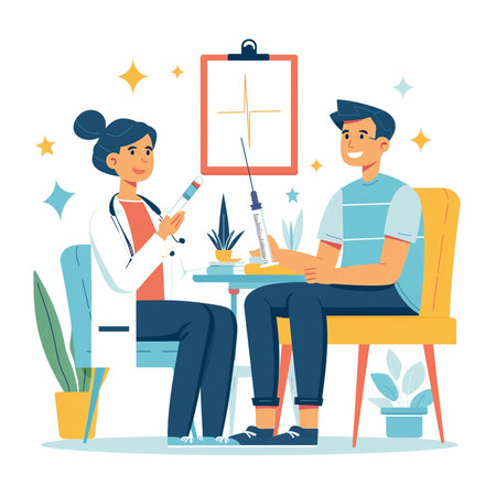 Patient at the reception of a doctor. Vector illustration in flat styleの素材