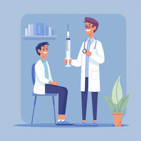 Doctor and patient. Vector illustration in a flat style. Health care.の素材