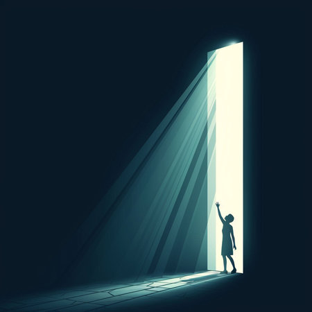 Silhouette of a businessman standing in front of a door.の素材