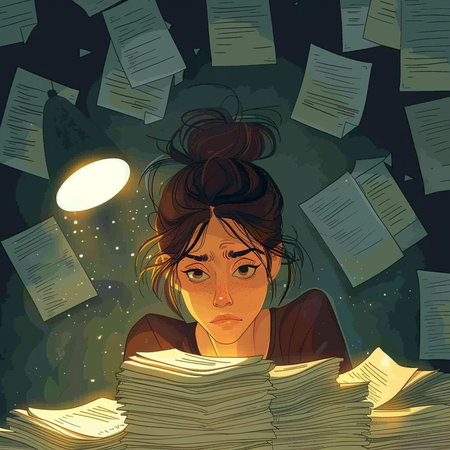 Illustration of a young woman reading a book in the dark.の素材