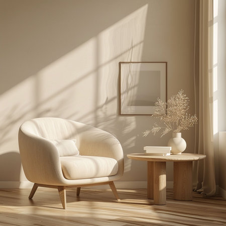 interior of modern living room with white armchair, 3d renderの素材
