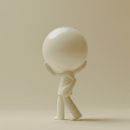 3d people - man, person with a big ball. 3d renderの素材